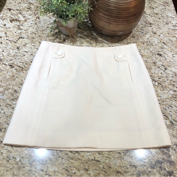 J. Crew Ivory 100% Wool Blend Skirt w/POCKETS 2 - Picture 2 of 7